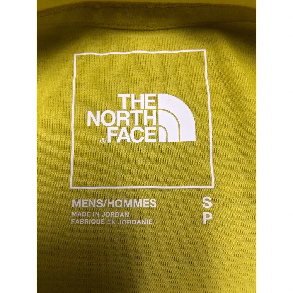 North Face T Shirt‎ Men's S Yellow Outdoors Athletic Hiking *spot
